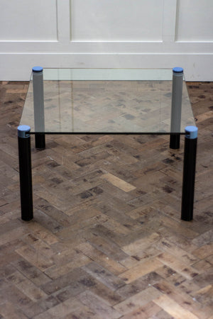 1980's Glass Coffee Table with Metal Legs