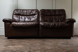 A DS66 Brown Leather Two Seater Sofa by Carl Larsson for De Sede, 1970s.