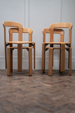 A Set of Four Dining Chairs by Bruno Rey for Kusch and Co, 1970s.