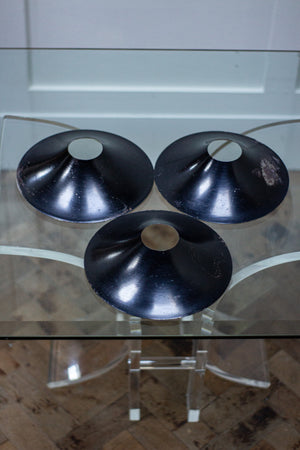 A Set of Three Industrial 1950s Ceiling Lights.
