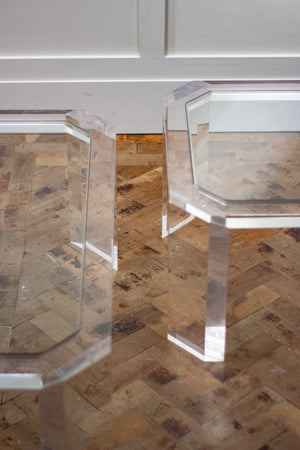 Pair of Clear Lucite Tables
