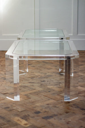 Pair of Clear Lucite Tables