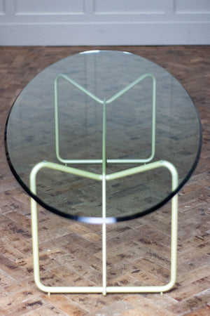 Mid-Century Modern Oval Glass Coffee Table