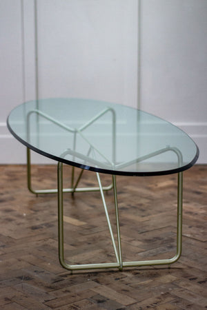 Mid-Century Modern Oval Glass Coffee Table