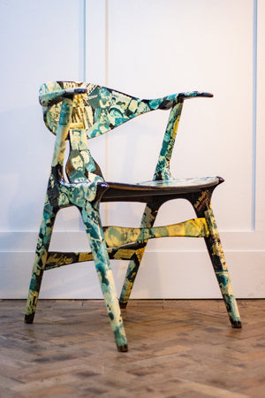 Louis Van Teeffelen Cowhorn Decoupage Chair